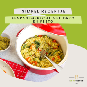 Eenpansgerecht met orzo en pesto