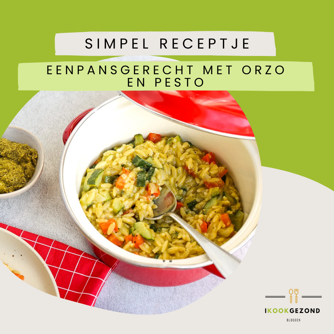 Eenpansgerecht met orzo en pesto